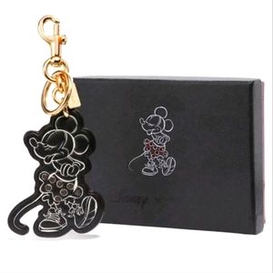 Disney X COACH Minnie Mouse Bag Charm Keychain Black Gold Red Glitter NIB NWT